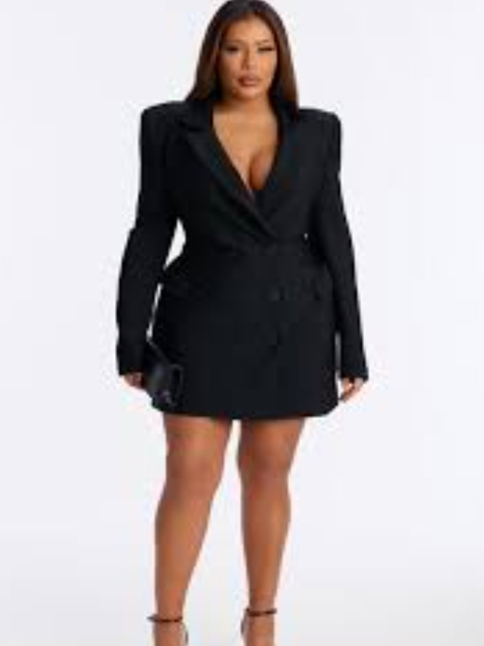 Fashion Nova Black Double-Breasted Blazer Dress
